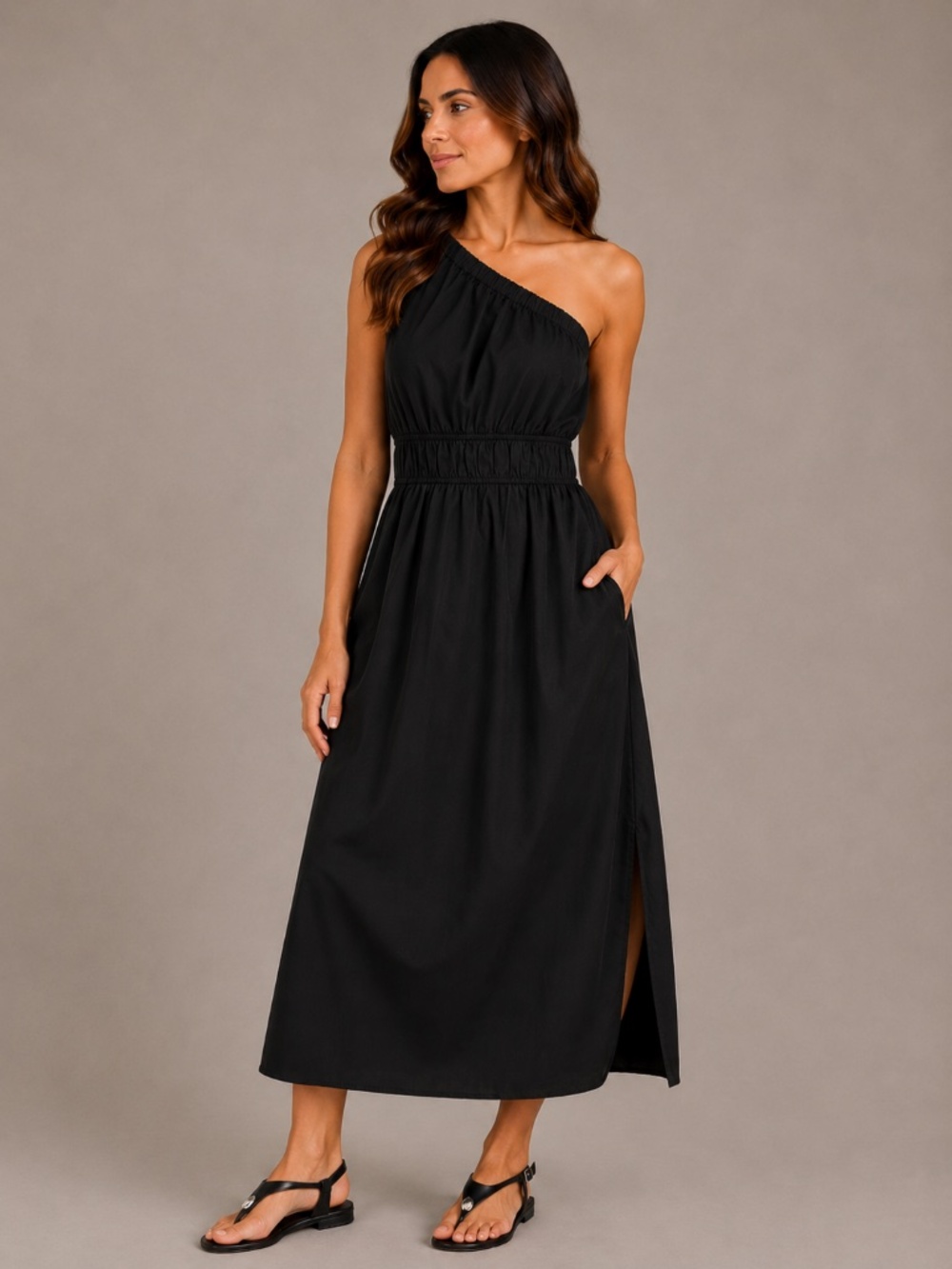 Rails $248 Selani black one shoulder midi dress - Size Small